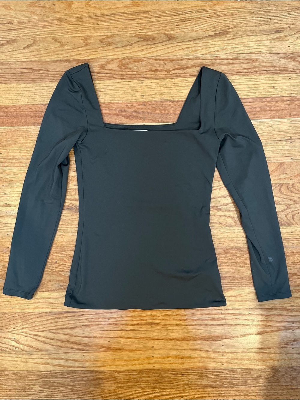 Aritzia Black Long-Sleeve Square-Neck Top